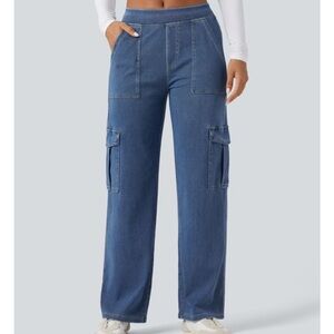 HALARA SIZE M TALL Blue Women's Cargo Jeans Excellent Condition